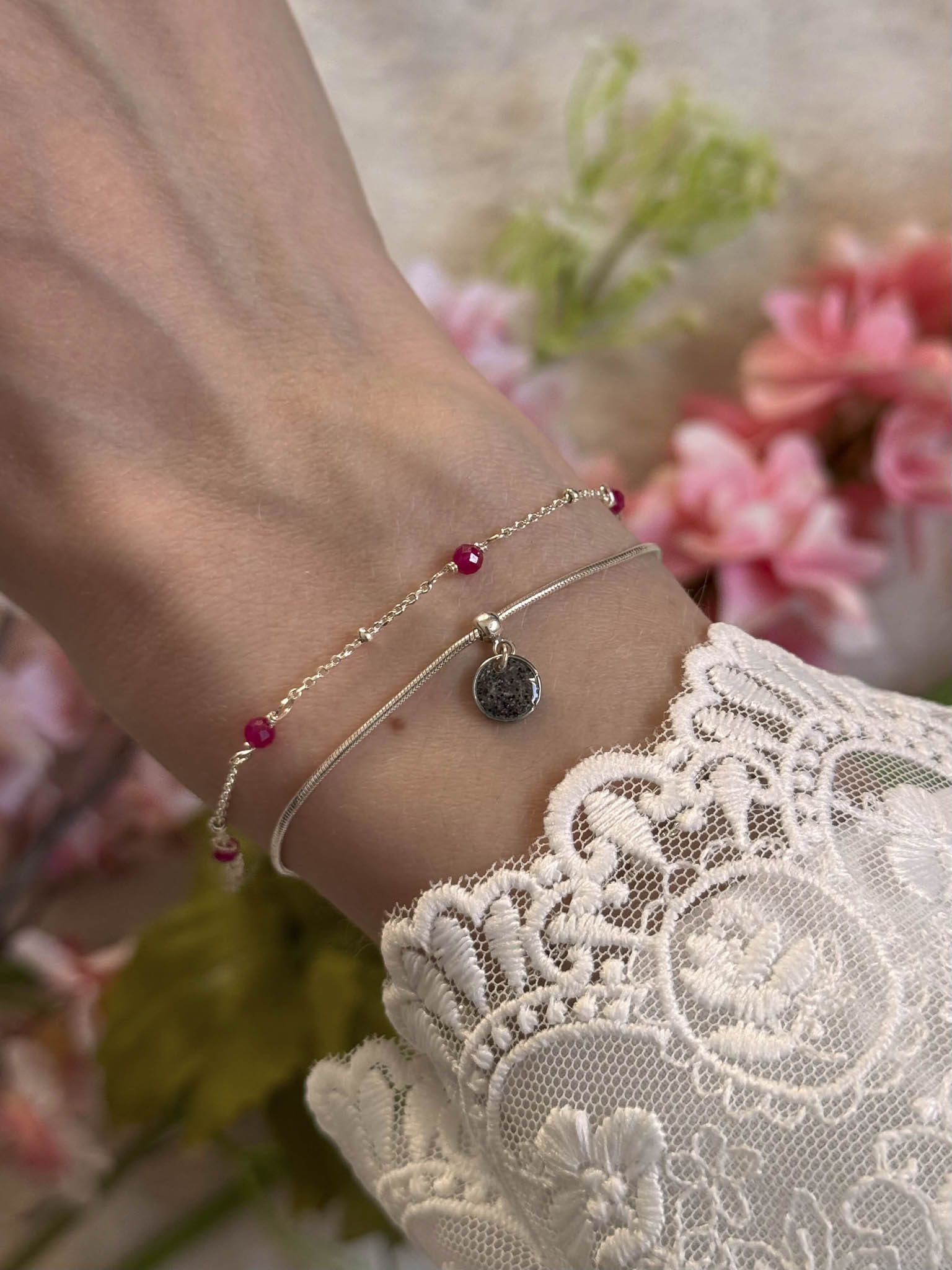 Bracelet souvenir Lien délicat en argent 925 fait main - bijou souvenir poils de chien chat crins de cheval cendres animales - Les Bijoux Étoilés