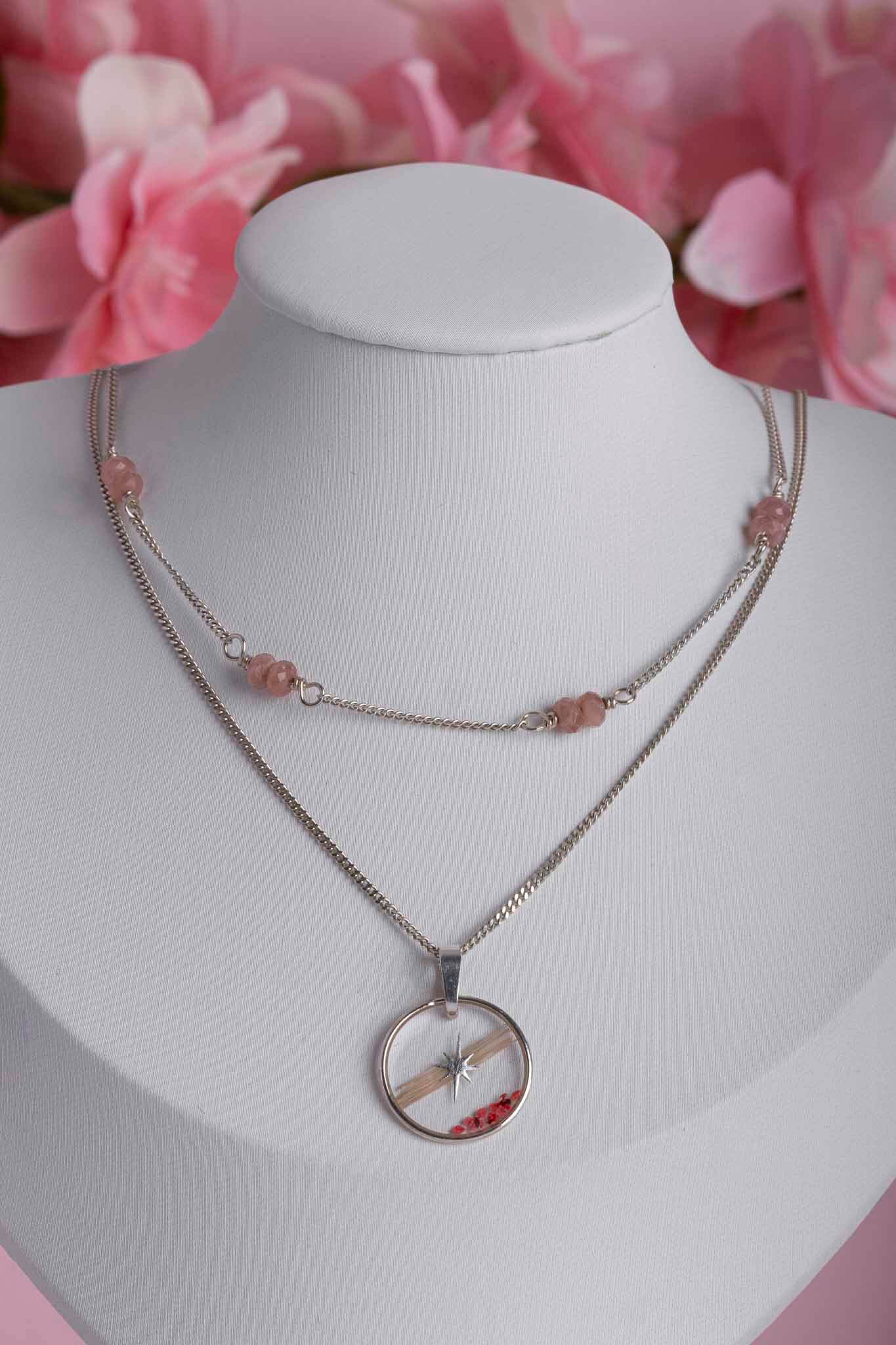 Collier souvenir en argent 925 fait main - bijou souvenir poils de chien chat crins de cheval cendres animales - Les Bijoux Étoilés