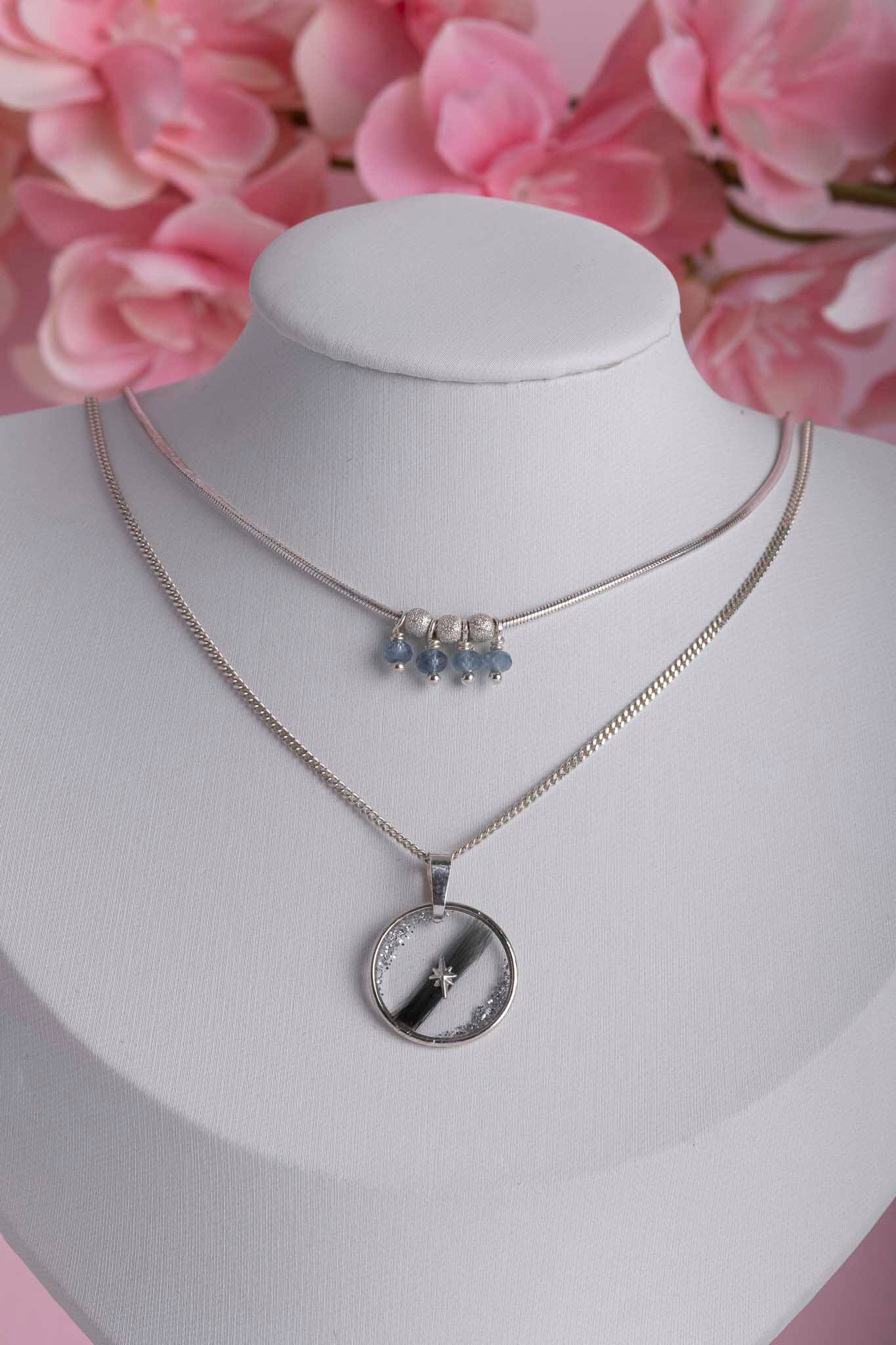 Collier souvenir en argent 925 fait main - bijou souvenir poils de chien chat crins de cheval cendres animales - Les Bijoux Étoilés