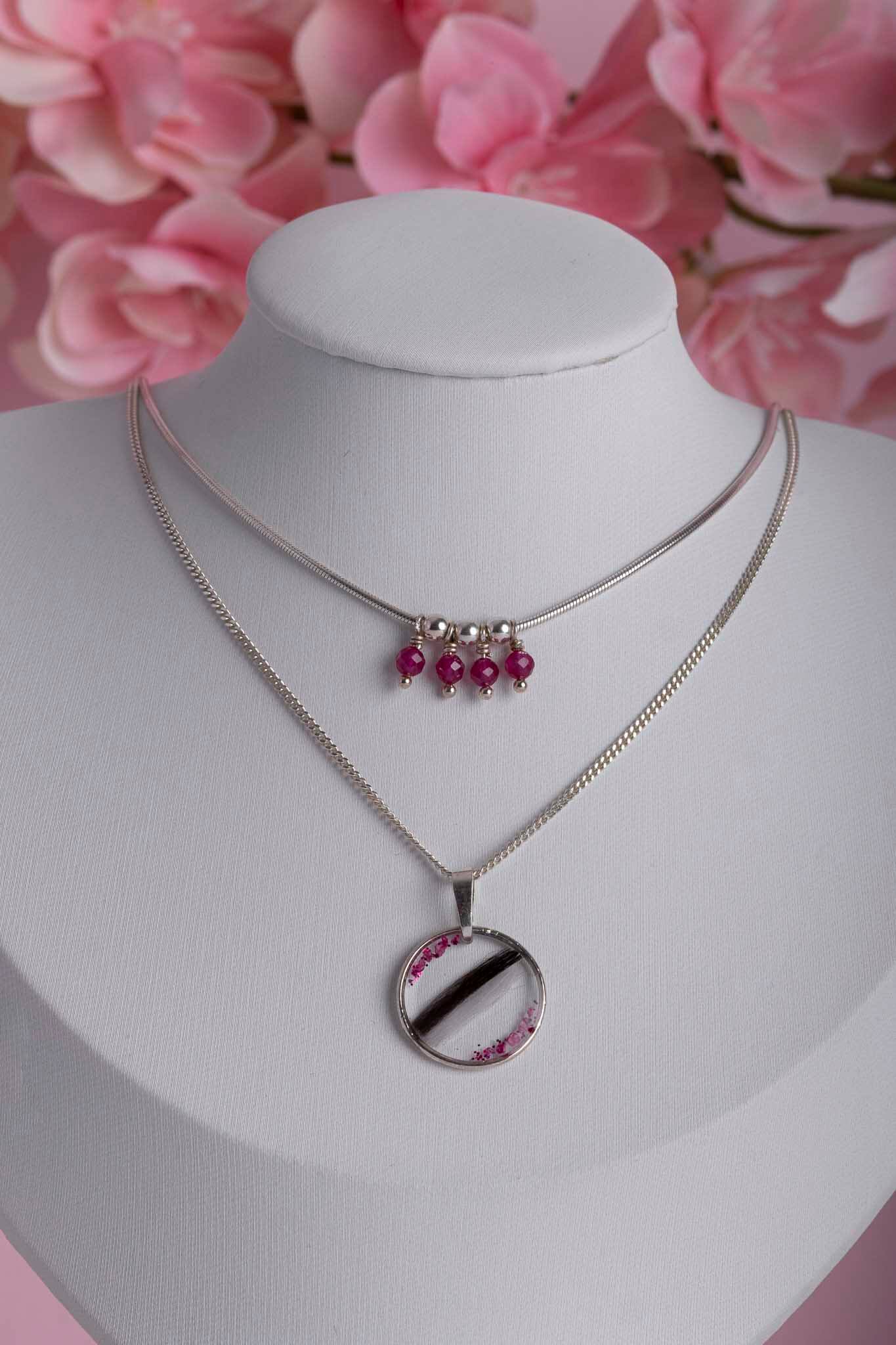 Collier souvenir en argent 925 fait main - bijou souvenir poils de chien chat crins de cheval cendres animales - Les Bijoux Étoilés