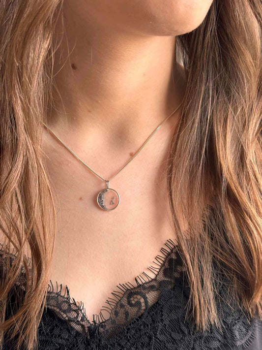 Collier souvenir Lune éternelle en argent 925 fait main - bijou souvenir poils de chat chien crins cheval - Les Bijoux Étoilés