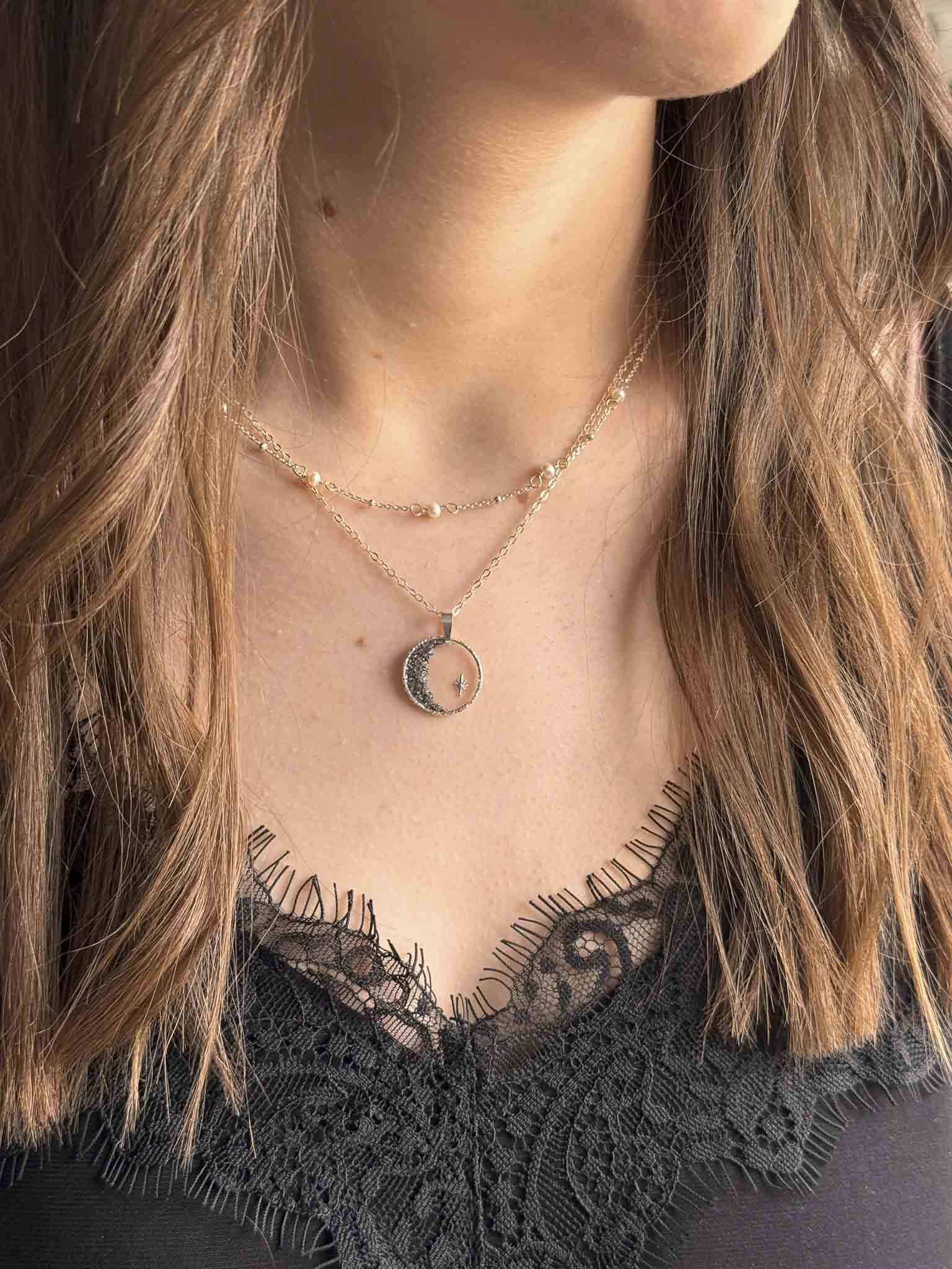 Collier souvenir Nébuleuse en argent 925 fait main - bijou souvenir poils de chien chat fleurs séchées - Les Bijoux Étoilés