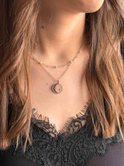 Collier souvenir Nébuleuse en argent 925 fait main - bijou souvenir poils de chien chat fleurs séchées - Les Bijoux Étoilés