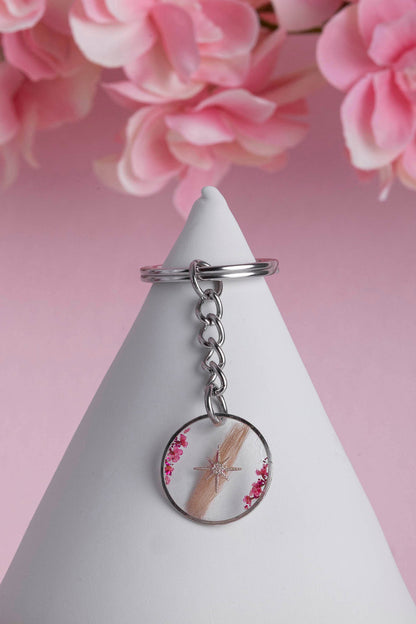Porte clef souvenir en acier inoxydable fait main - bijou souvenir poils de chien chat crins de cheval cendres animales - Les Bijoux Étoilés